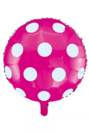 Folie ballon 18 inch 45 cm roze witte stippen