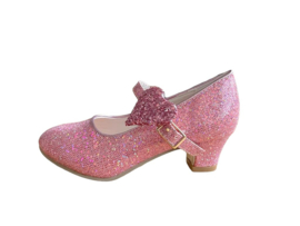 Spaanse schoenen roze glitter hart Deluxe