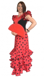Spaanse flamenco kleedje dames Deluxe rood/zwart