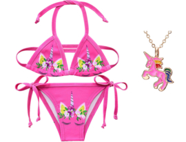 Eenhoorn bikini Unicorn fel roze + GRATIS ketting