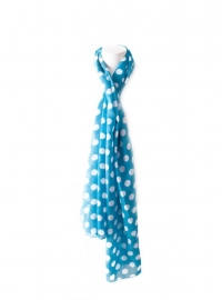 Spaanse flamenco sjaal blauw met witte stippen