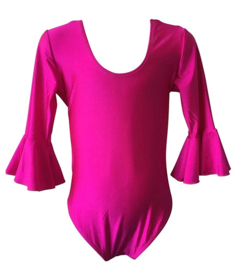 Flamenco body meisjes fuchsia roze - met 3/4 mouw