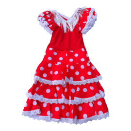 Spaanse flamenco jurk Niño rood wit