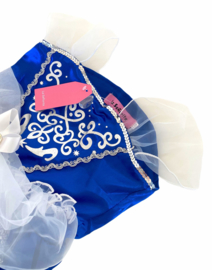 Prinsessenkleedje donker blauw + broche en GRATIS kroon