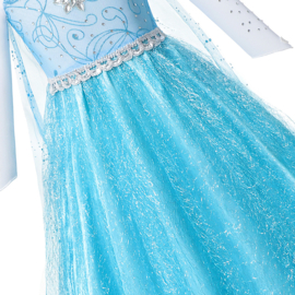 Elsa kleedje blauw Glamour met ster + GRATIS kroon