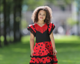 Spaanse flamenco jurk Niño rood zwart