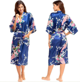 Chinese Kimono blauw met opdruk dames