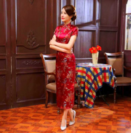 Chinese jurk verkleed jurk rood Valt klein bestel een maat groter!