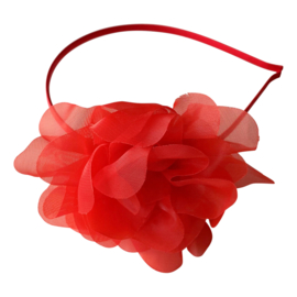 Prinsessen haarband rode grote bloem