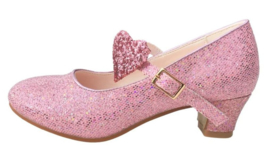 Spaanse schoenen roze glitter hart Deluxe