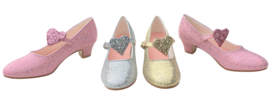 Spaanse schoenen roze glitter hart Deluxe