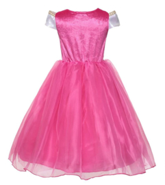 Prinsessen jurk fel roze Luxe met broche + GRATIS kroon