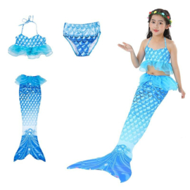 Zeemeermin staart + bikini blauw + GRATIS krans