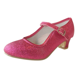 Spaanse schoenen fuchsia roze glitter