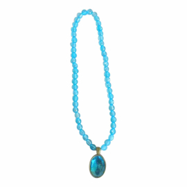 Elsa ketting met blauwe steen 