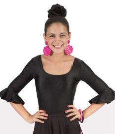 Flamenco body meisjes zwart - met 3/4 mouw