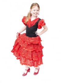 Spaanse jurk rood zwart