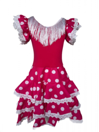 Spaanse flamenco jurk Niño roze wit