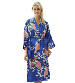 Chinese Kimono blauw met opdruk dames