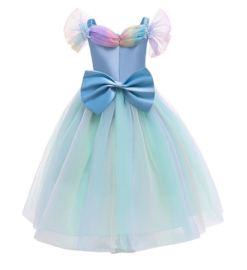 Prinsessenkleedje licht blauw vlinders Luxe + GRATIS kroon