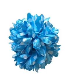 Haarbloem blauw met witte stippen