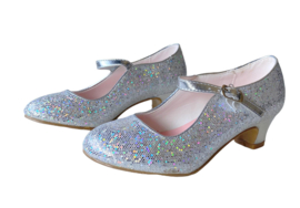 Spaanse schoenen zilver Glamour glitterhartje