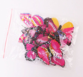 Prinsessenkleedje roze vlinders DeLuxe + GRATIS kroon