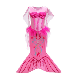 Zeemeermin jurk fel roze met staart + GRATIS kroon