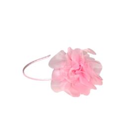 Prinsessen haarband licht roze grote bloem