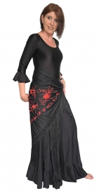 Flamenco body dames, zwart - met 3/4 mouw