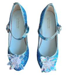 Elsa schoenen blauw glitter sneeuwvlok