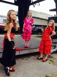 Spaanse dansdoek met muntjes rood