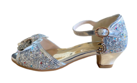 Prinsessen schoenen zilver glitter strikje