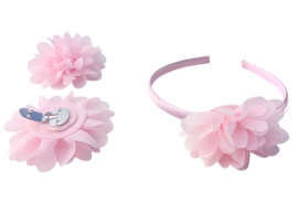 Spaanse haarband en schoenclips - licht roze