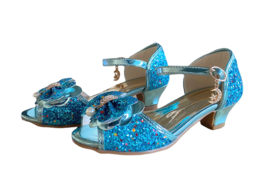 Prinsessen schoenen blauw glitter strikje
