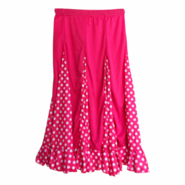 Spaanse flamenco rok meisjes roze witte stippen