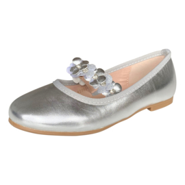 Ballerina schoenen Flores zilver met hakje