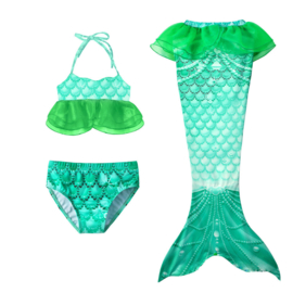 Zeemeermin staart + bikini groen + GRATIS krans