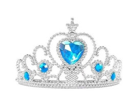 Elsa IJskristallen kleedje wit blauw Deluxe met sleep + kroon