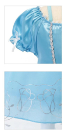 Prinsessenkleedje licht blauw + broche en GRATIS kroon