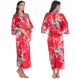 Chinese Kimono rood met opdruk dames
