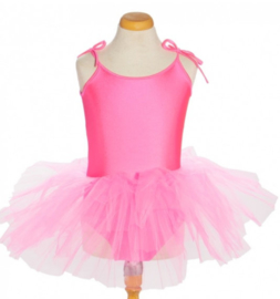 Balletpakje tutu met striklinten fel roze