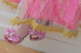 Prinsessen schoenen roze glitter strikje