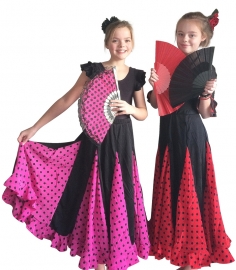 Spaanse flamenco waaier roze/zwart met kant