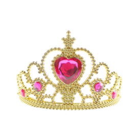 Prinsessenjurk Royal Queen Deluxe roze goud + kroon