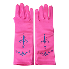 Elsa handschoenen fel roze + opdruk