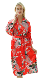 Chinese Kimono rood met opdruk dames