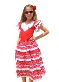Spaanse jurk rood wit nieuw