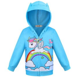 Eenhoorn Unicorn hoodie vest blauw + GRATIS ketting