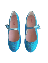 Spaanse schoenen blauw Glamour glitterhartje